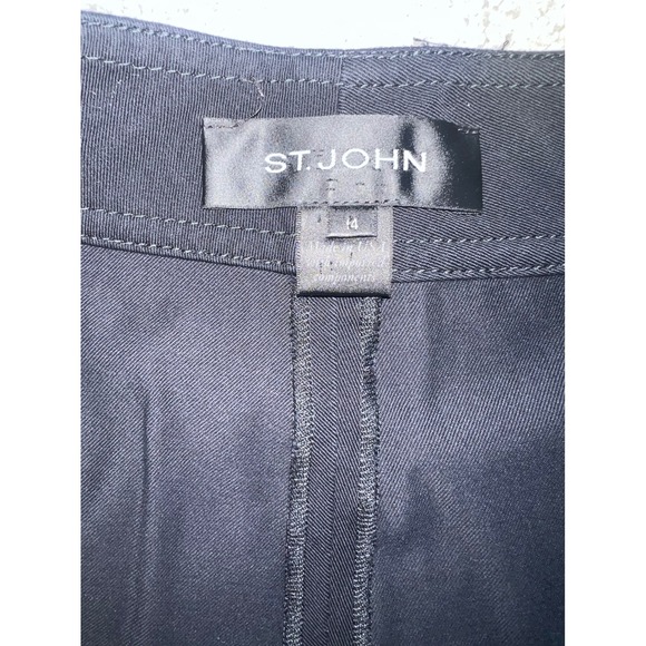 St. John Black Cotton Pants Two Pocket Minimalist Office Designer Trousers - Picture 5 of 7